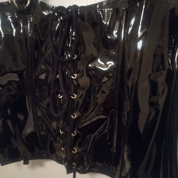 ELEGANT MOMENTS LEATHER Vinyl Overbust Corset Top size 38/1X - Picture 5 of 8